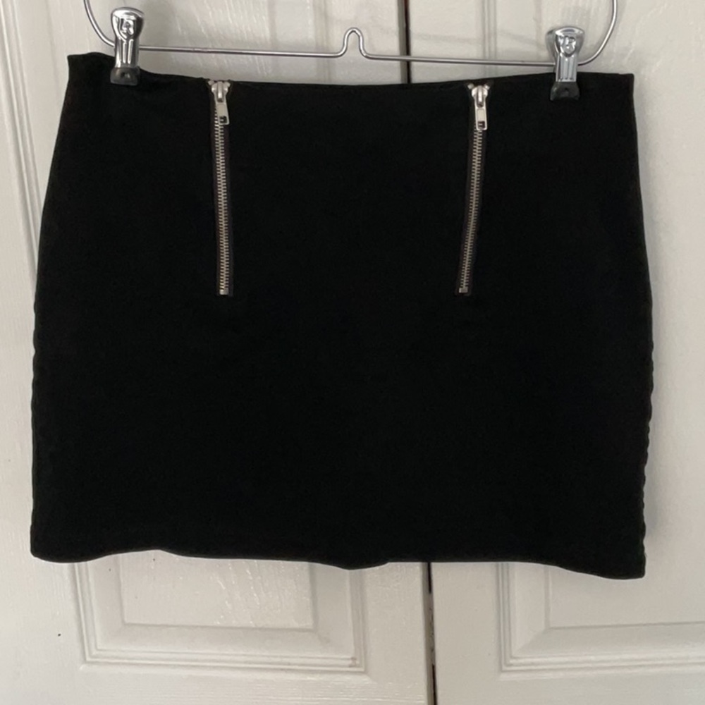 Black Mini Skirt with Zipper Accents